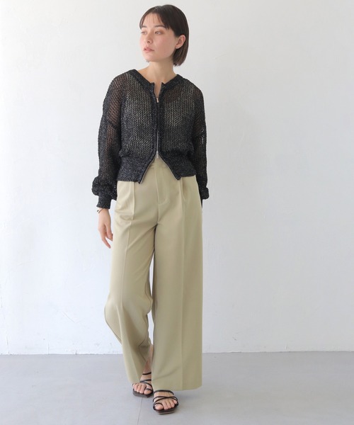 HER CLOSET（ハークローゼット）の「 【HER CLOSET】ダブルジップメッシュラメニットカーディガン DOUBLE ZIP MESH LAME KNIT CARDIGAN（カーディガン/ボレロ・レディース・アイボリー/ブラック/ブラウン・M）」の19枚目の写真