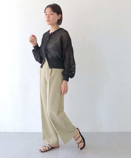 HER CLOSET（ハークローゼット）の「 【HER CLOSET】ダブルジップメッシュラメニットカーディガン DOUBLE ZIP MESH LAME KNIT CARDIGAN（カーディガン/ボレロ・レディース・アイボリー/ブラック/ブラウン・M）」の20枚目の写真