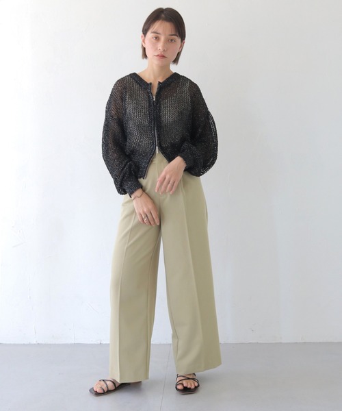 HER CLOSET（ハークローゼット）の「 【HER CLOSET】ダブルジップメッシュラメニットカーディガン DOUBLE ZIP MESH LAME KNIT CARDIGAN（カーディガン/ボレロ・レディース・アイボリー/ブラック/ブラウン・M）」の21枚目の写真