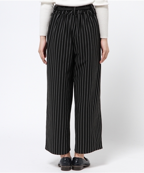 VENCEEXCHANGE（ヴァンスエクスチェンジ）の「ポンチストライプ細ベルト付きワイドパンツ（その他パンツ・レディース・ブラック・MEDIUM）」の4枚目の写真