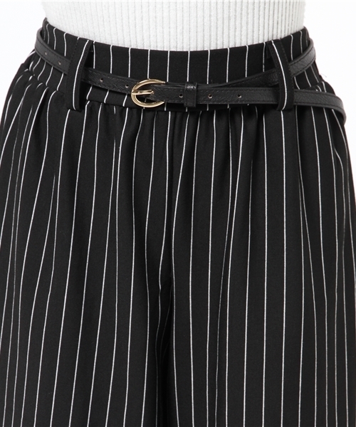 VENCEEXCHANGE（ヴァンスエクスチェンジ）の「ポンチストライプ細ベルト付きワイドパンツ（その他パンツ・レディース・ブラック・MEDIUM）」の5枚目の写真