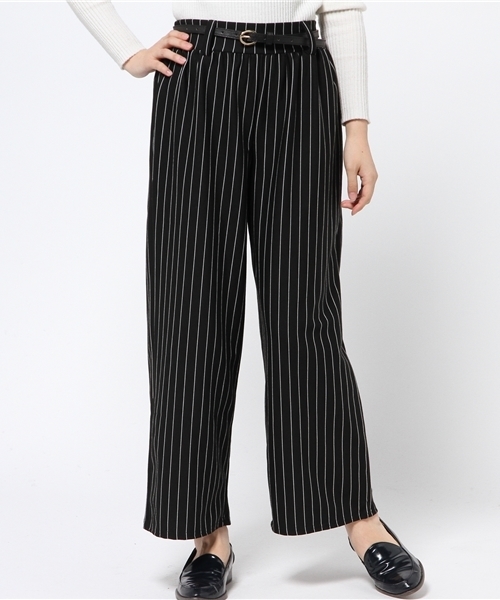 VENCEEXCHANGE（ヴァンスエクスチェンジ）の「ポンチストライプ細ベルト付きワイドパンツ（その他パンツ・レディース・ブラック・MEDIUM）」の11枚目の写真