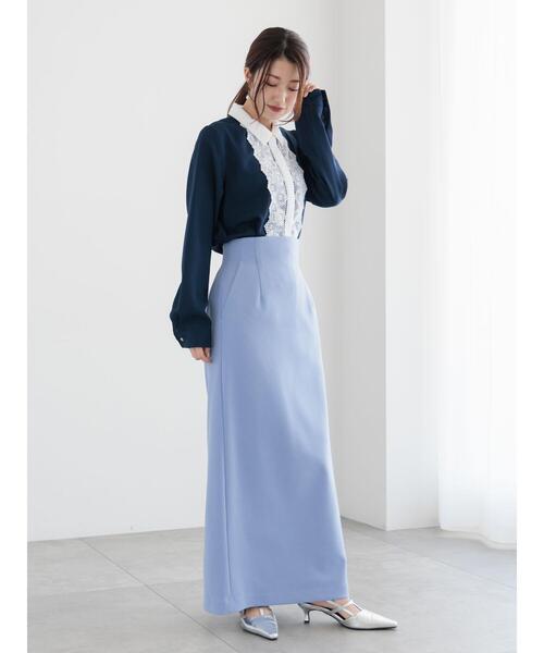 Te chichi（テチチ）の「スカラップレースシャツブラウス（シャツ/ブラウス・レディース・グレー/オフホワイト/ネイビー・F）」の4枚目の写真