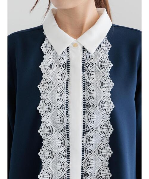 Te chichi（テチチ）の「スカラップレースシャツブラウス（シャツ/ブラウス・レディース・グレー/オフホワイト/ネイビー・F）」の8枚目の写真