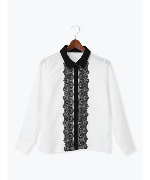 Te chichi（テチチ）の「スカラップレースシャツブラウス（シャツ/ブラウス・レディース・グレー/オフホワイト/ネイビー・F）」の10枚目の写真