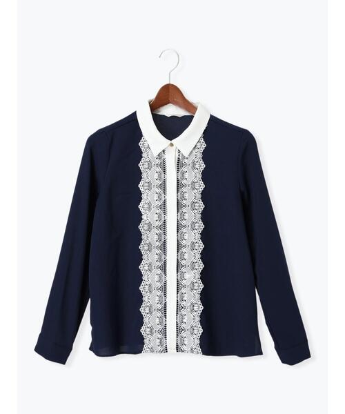 Te chichi（テチチ）の「スカラップレースシャツブラウス（シャツ/ブラウス・レディース・グレー/オフホワイト/ネイビー・F）」の12枚目の写真