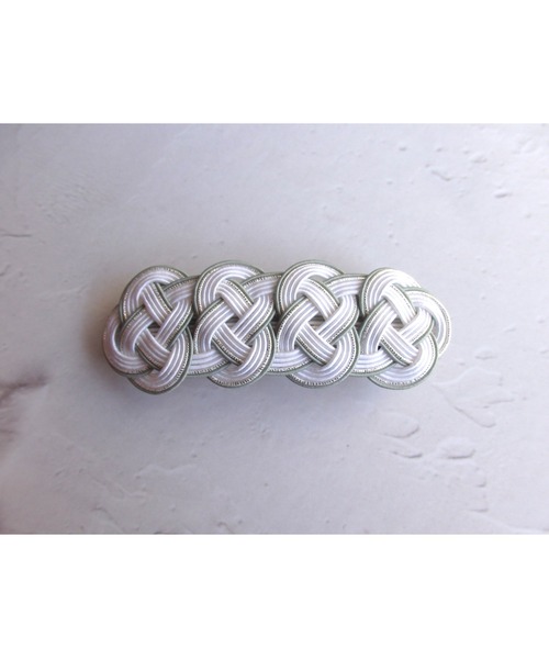 No.233 水引 髪飾り バレッタ ヘアクリップ 水引 ✽ バレッタ 松結び 〖白 ホワイト〗 軽量 和風 髪飾り