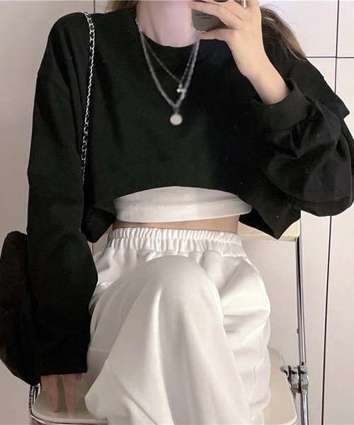 VIBGYOR（ヴィブジョー）の「[NARULA/ナルラ]クロップド 無地 ロンT(CZ)（Tシャツ/カットソー・レディース・ホワイト/チャコール/ブルー/ブラック・FREE）」の15枚目の写真