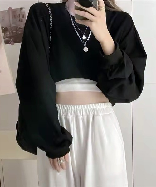 VIBGYOR（ヴィブジョー）の「[NARULA/ナルラ]クロップド 無地 ロンT(CZ)（Tシャツ/カットソー・レディース・ホワイト/チャコール/ブルー/ブラック・FREE）」の16枚目の写真