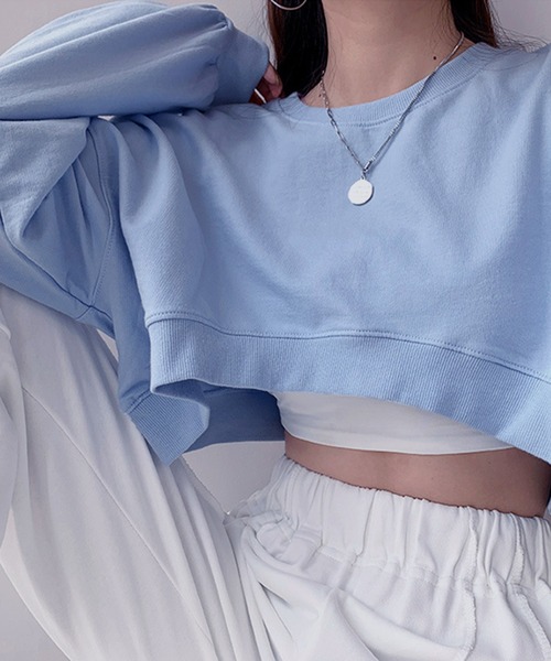VIBGYOR（ヴィブジョー）の「[NARULA/ナルラ]クロップド 無地 ロンT(CZ)（Tシャツ/カットソー・レディース・ホワイト/チャコール/ブルー/ブラック・FREE）」の10枚目の写真