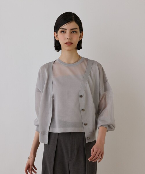 Diagram(ダイアグラム)の「ブライトシアーニットカーディガン(カーディガン/ボレロ・レディース・ブラック/ホワイト/グレー・36)」の3枚目の写真