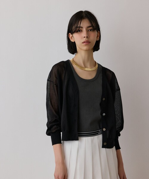 Diagram(ダイアグラム)の「ブライトシアーニットカーディガン(カーディガン/ボレロ・レディース・ブラック/ホワイト/グレー・36)」の10枚目の写真