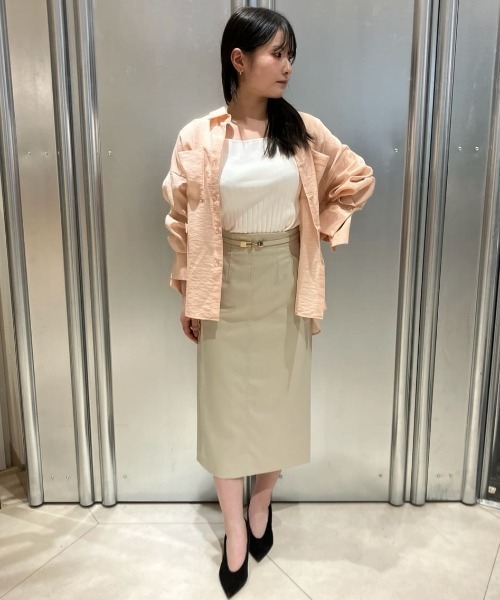 【新品・未使用】PINKY&DIANNE メタルプレートタイトスカート／ベージュ PINKY & DIANNE ◇メタルプレートタイトスカート ベージュ