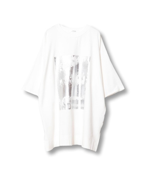 OSMOSIS（オズモーシス）の「箔ﾌﾟﾘﾝﾄTｼｬﾂ（Tシャツ/カットソー・レディース・ホワイト/ブラック/チャコール・ONE SIZE）」の14枚目の写真