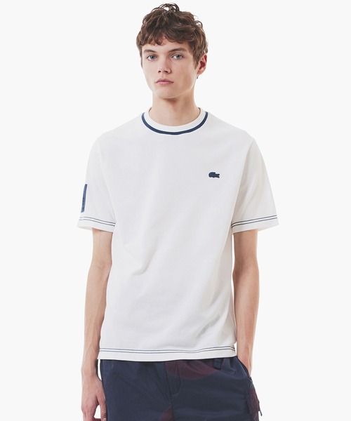 LACOSTE（ラコステ）の「スリーブネームパッチ鹿の子地Tシャツ（Tシャツ/カットソー・メンズ・グレイッシュブルー/ブラウン/ダークブルー・2/3/4/5）」の2枚目の写真