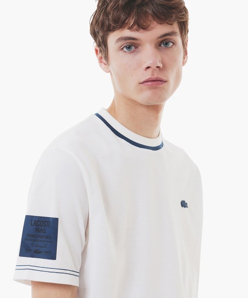【LACOSTE】スリーブネームパッチ鹿の子地Tシャツ セール】スリーブネームパッチ鹿の子地Tシャツ（Tシャツ