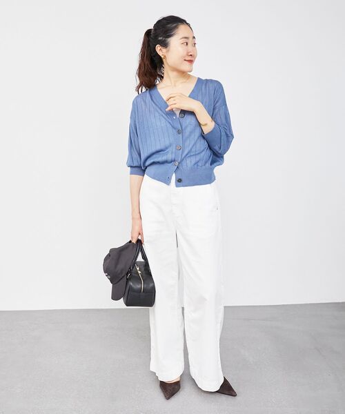 le.coeur blanc(ルクールブラン)の「《軽めな素材で夏も快適》ライトオンスデニムワイドパンツ(デニムパンツ・レディース・ホワイト/サックスブルー・36/38)」の18枚目の写真