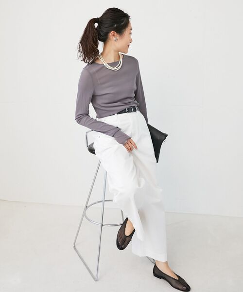 le.coeur blanc(ルクールブラン)の「《軽めな素材で夏も快適》ライトオンスデニムワイドパンツ(デニムパンツ・レディース・ホワイト/サックスブルー・36/38)」の21枚目の写真