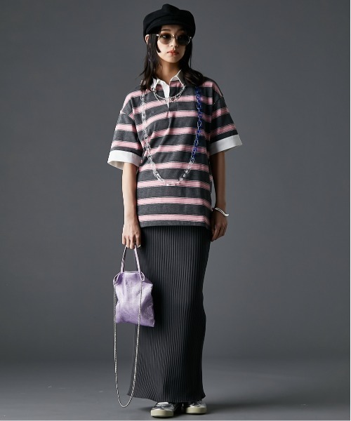 GEVS.（ジェイヴィス）の「ラガーシャツ＜大きいサイズ有＞GEVS.（Tシャツ/カットソー・レディース・ピンク系/グリーン系・M/L/LL/3L/4L/5L）」の18枚目の写真