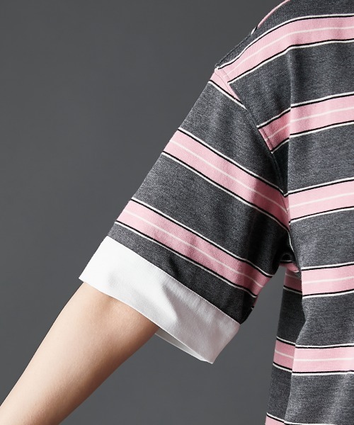 GEVS.（ジェイヴィス）の「ラガーシャツ＜大きいサイズ有＞GEVS.（Tシャツ/カットソー・レディース・ピンク系/グリーン系・M/L/LL/3L/4L/5L）」の14枚目の写真