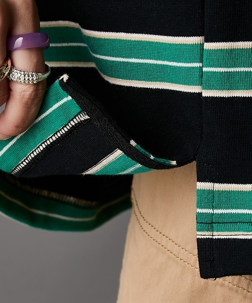 GEVS.（ジェイヴィス）の「ラガーシャツ＜大きいサイズ有＞GEVS.（Tシャツ/カットソー・レディース・ピンク系/グリーン系・M/L/LL/3L/4L/5L）」の5枚目の写真