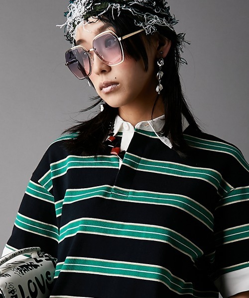 GEVS.（ジェイヴィス）の「ラガーシャツ＜大きいサイズ有＞GEVS.（Tシャツ/カットソー・レディース・ピンク系/グリーン系・M/L/LL/3L/4L/5L）」の10枚目の写真