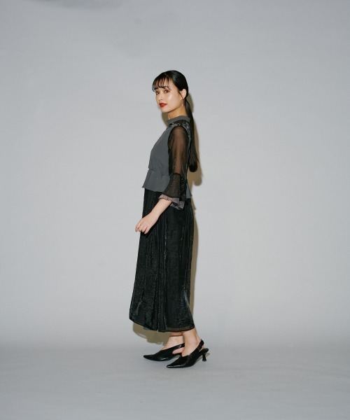 terrace(テラス)の「デコルテシアーワンピース(ドレス・レディース・ベージュ/ブラック/チャコールグレー・MEDIUM)」の19枚目の写真