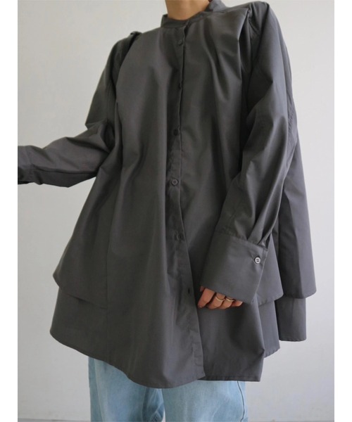 TRUNC（トランクエイティーエイト）の「Side Flare Big Shirts（シャツ/ブラウス・レディース・オフホワイト/チャコールグレー・FREE）」の11枚目の写真