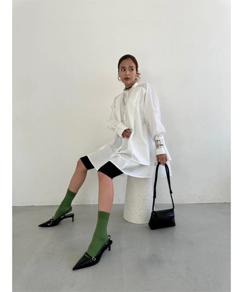 TRUNC（トランクエイティーエイト）の「Side Flare Big Shirts（シャツ/ブラウス・レディース・オフホワイト/チャコールグレー・FREE）」の3枚目の写真