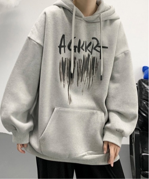 CERCA（チェルカ）の「【NOWLE】ビッグシルエット ワイドスリーブ ロゴ スウェット パーカー（パーカー・メンズ・グレー/ブラウン/ホワイト/ブラック・LARGE/MEDIUM/X-LARGE）」の3枚目の写真