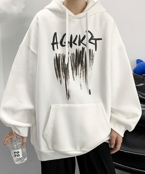 CERCA（チェルカ）の「【NOWLE】ビッグシルエット ワイドスリーブ ロゴ スウェット パーカー（パーカー・メンズ・グレー/ブラウン/ホワイト/ブラック・LARGE/MEDIUM/X-LARGE）」の6枚目の写真