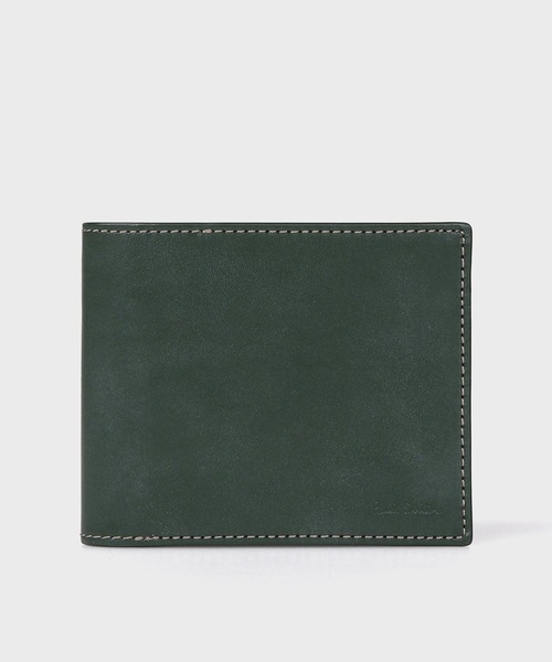 新品 ポールスミス レザー 二つ折り財布 牛革 ダークグリーン 定価29700円 ワックスレザー 2つ折り財布【553424 P953】（財布）｜Paul Smith