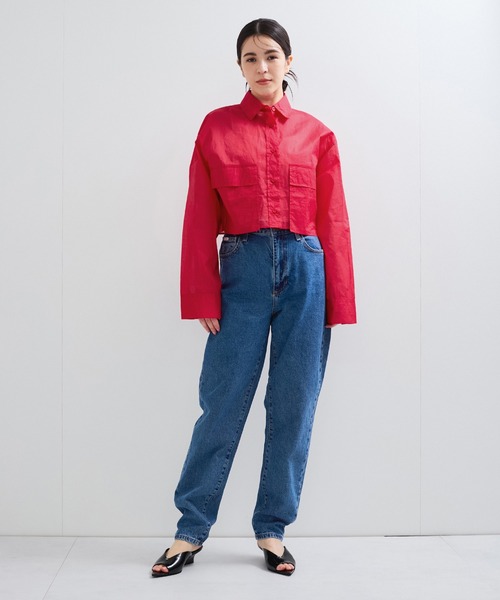 le cercle ADAM ET ROPE'(ルセルクルアダムエロペ)の「コットンオーガンジーショートシャツ(シャツ/ブラウス・レディース・ブラック/レッド/キナリ・FREE)」の8枚目の写真