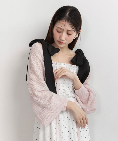 RANDA(ランダ)の「ボレロニットカーディガン(カーディガン/ボレロ・レディース・アイボリー/ブラック/ピンク/レッド・FREE)」の3枚目の写真