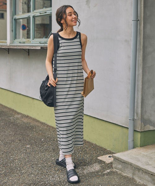 MONO-MART LADY'S(モノマートレディース)の「カップ付き アメスリ タンクトップ ワンピース(ワンピース・レディース・ブラック系2/ブラック/ブラック系1/ブラック系3/ネイビー・FREE)」の11枚目の写真
