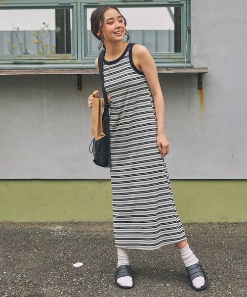 MONO-MART LADY'S(モノマートレディース)の「カップ付き アメスリ タンクトップ ワンピース(ワンピース・レディース・ブラック系2/ブラック/ブラック系1/ブラック系3/ネイビー・FREE)」の14枚目の写真