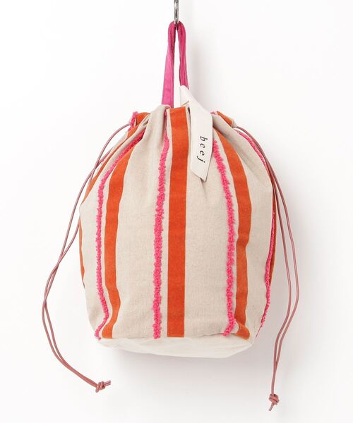 AMERICAN RAG CIE（アメリカンラグシー）の「beej EMB&Flocky String bag（ハンドバッグ・レディース・ピンク/マスタード・FREE）」の2枚目の写真