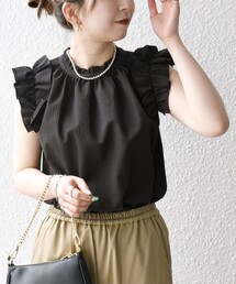 SHIPS any | SHIPS any:〈洗濯機可能〉ミニサッカー フリル スタンドカラー シャツ ブラウス(シャツ/ブラウス)