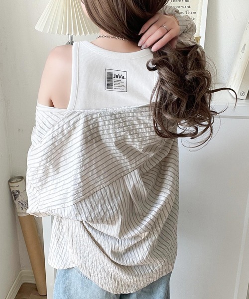 Java（ジャバ）の「《JaVa ジャバコラボ》首裏のひとクセに不意打ち。360度抜かりない、私の相棒。アメスリタンクトップ（タンクトップ・レディース・ブラウン/グレー/オフホワイト/ブラック・LARGE/MEDIUM/SMALL/X-LARGE）」の14枚目の写真