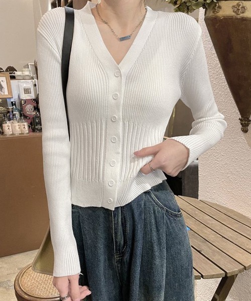 Miniministore(ミニミニストア)の「カーディガン vネック レディース韓国風(カーディガン/ボレロ・レディース・ブラウン/グレー/ブラック/ホワイト・FREE)」の6枚目の写真