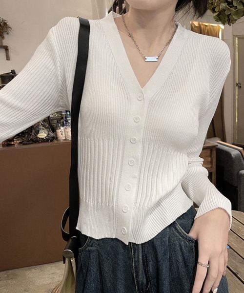 Miniministore(ミニミニストア)の「カーディガン vネック レディース韓国風(カーディガン/ボレロ・レディース・ブラウン/グレー/ブラック/ホワイト・FREE)」の8枚目の写真