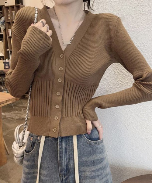 Miniministore(ミニミニストア)の「カーディガン vネック レディース韓国風(カーディガン/ボレロ・レディース・ブラウン/グレー/ブラック/ホワイト・FREE)」の13枚目の写真