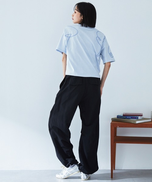 コードエンブロイダリーショート丈半袖Tシャツ MONO-MART│MONO-MART