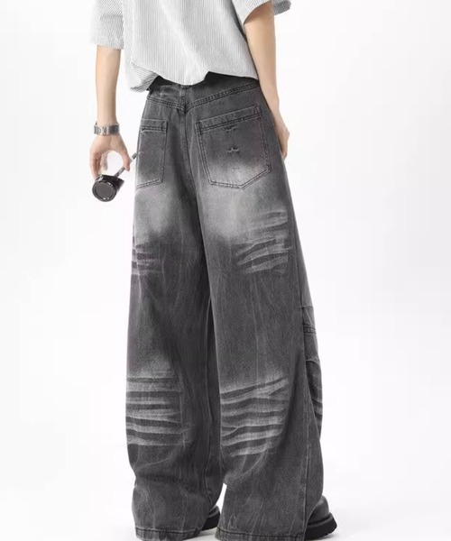 WESTBOY（ウエストボーイ）の「ルーズバギーウォッシュドデニムパンツ/ワイドデニムパンツ  WO25S9PT07【WB ORIGINALS】（デニムパンツ・メンズ・グレー・L/M/XL）」の4枚目の写真