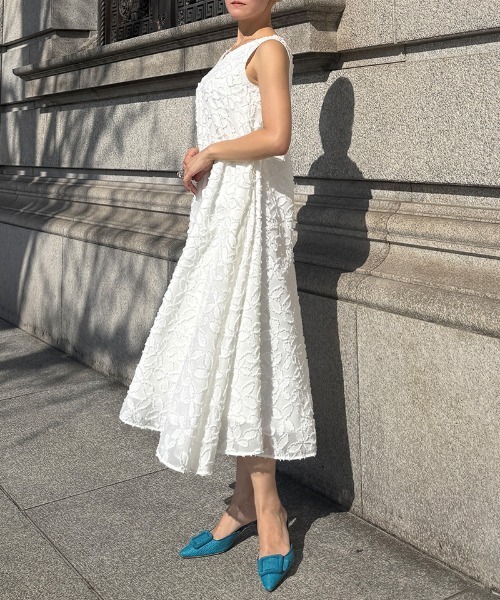 セール】カットジャガードAラインサマードレス（ワンピース）｜JENNE