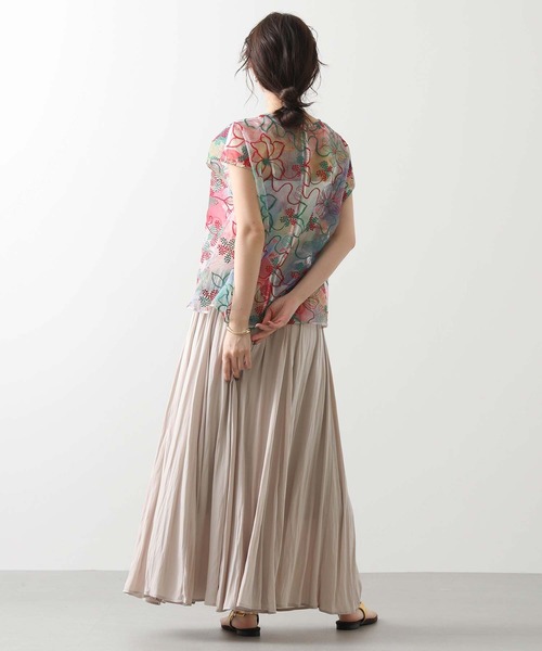 セール】LU花刺繍フレンチブラウス（シャツ/ブラウス