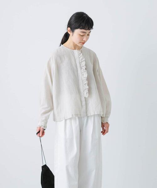 コットンリネンワッシャーフリルブラウス（シャツ/ブラウス）｜かぐれ