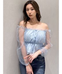 ラメチュールオフショルブラウス