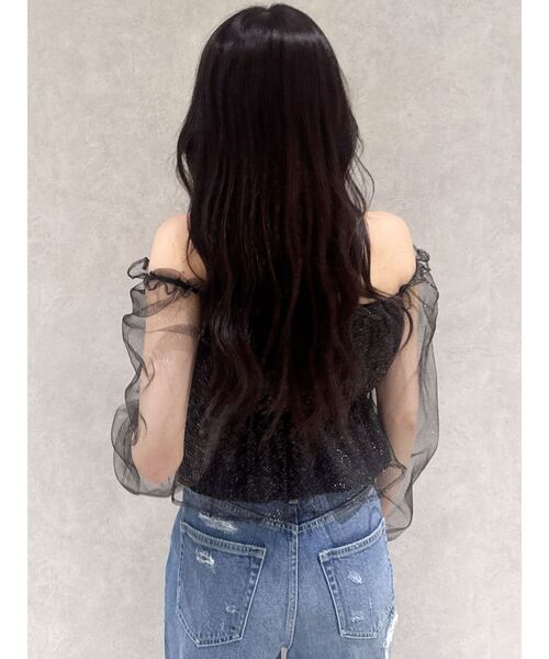 GYDA（ジェイダ）の「ラメチュールオフショルブラウス（シャツ/ブラウス・レディース・スカイブルー/ブラック・FREE）」の7枚目の写真