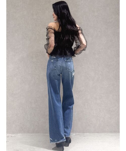 GYDA（ジェイダ）の「ラメチュールオフショルブラウス（シャツ/ブラウス・レディース・スカイブルー/ブラック・FREE）」の10枚目の写真